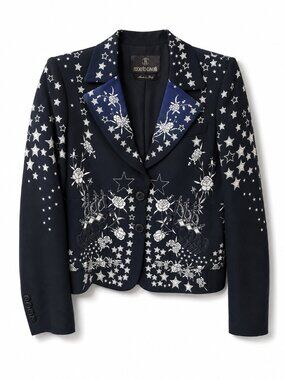 RARE Roberto Cavalli Women's Main Line Star Embellished Blazer Jacket